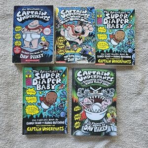 Captain Underpants and Super Diaper Baby Book Set Of 5 Books